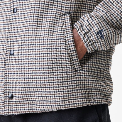 The Male model is wearing New York Yankees MLB Check Brown Jacket 7