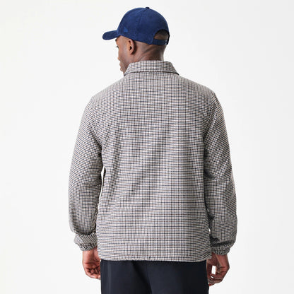 The Male model is wearing New York Yankees MLB Check Brown Jacket 2