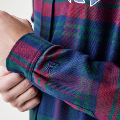 The Male model is wearing New York Yankees MLB Check Navy Long Sleeve Shirt  5