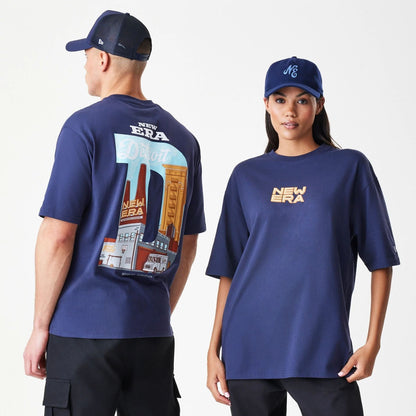 The Male model is wearing  New Era Location Navy Oversized T-Shirt  1