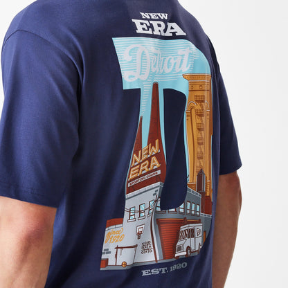 The Male model is wearing  New Era Location Navy Oversized T-Shirt 6
