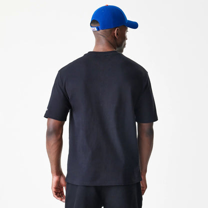 The Male model is wearing New York Mets MLB Script Black Oversized T-Shirt  2