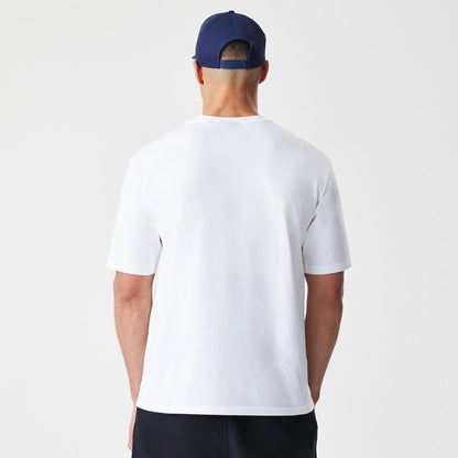 The Male model is wearing LA Dodgers MLB Script White Oversized T-Shirt 2