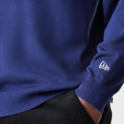 The Male model is wearing New York Yankees MLB Knit Navy Rugby Shirt 7