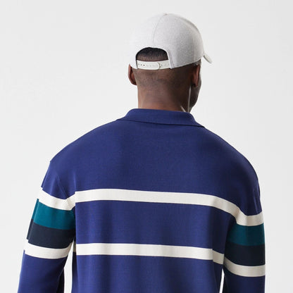 The Male model is wearing New York Yankees MLB Knit Navy Rugby Shirt  8