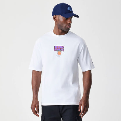 The Male model is wearing  New Era Location White Oversized T-Shirt 1