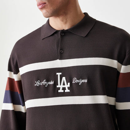The Male model is wearing LA Dodgers MLB Knit Brown Rugby Shirt 5