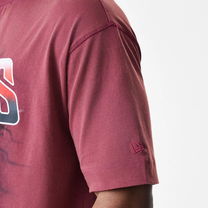 The Male model is wearing San Francisco 49ers NFL Washed Boxy Dark Red Oversized T-Shirt  7