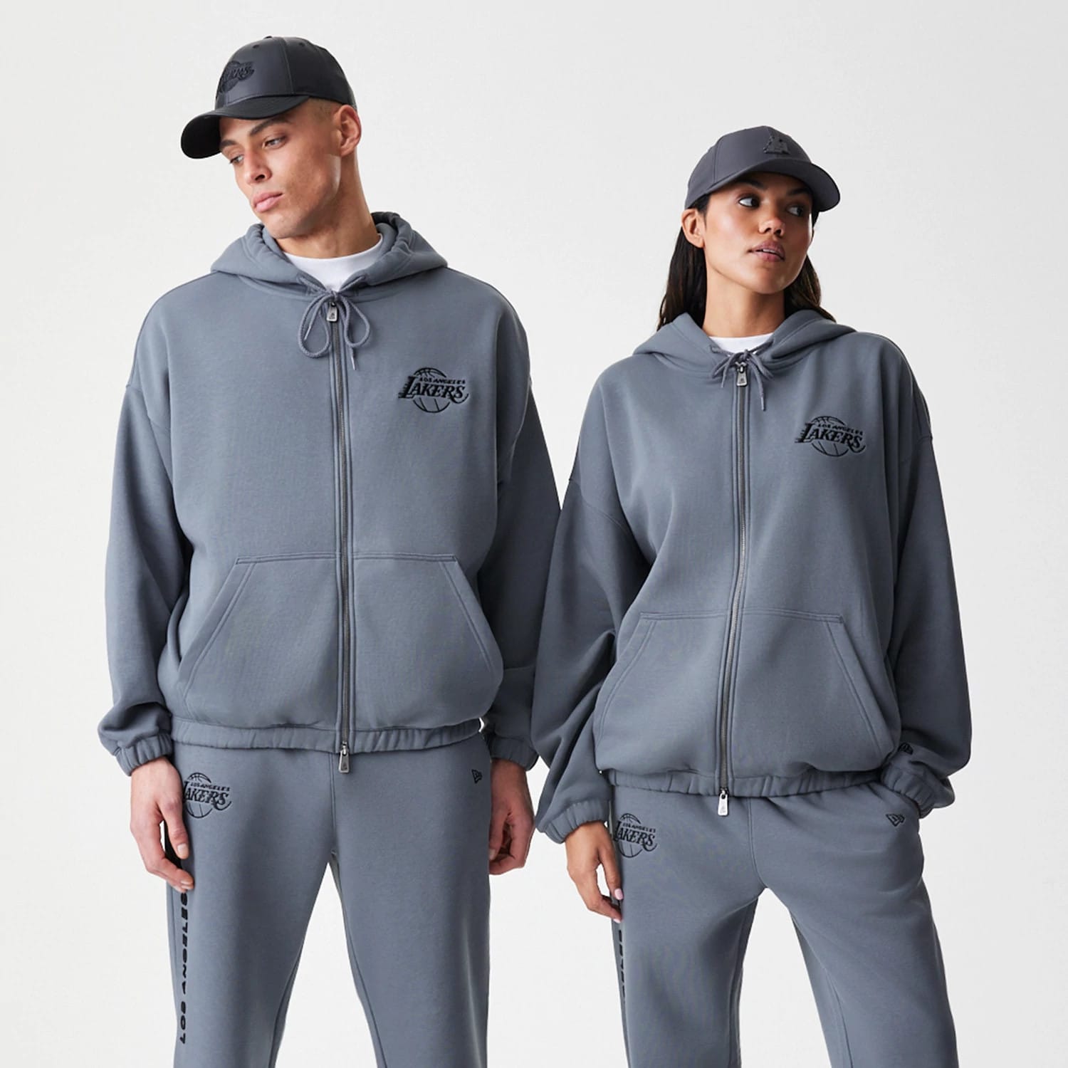 NBA Lakers　スウェットセットアップ グレー L NBA Linear LA Lakers Dark Grey Oversized Full Zip Hoodie | NEC UK