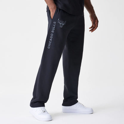 The Male model is wearing Chicago Bulls NBA Linear Black Straight Leg Joggers  1