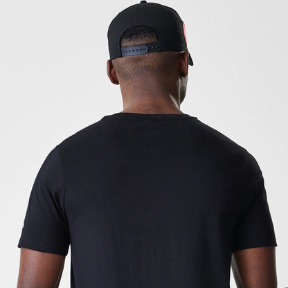 The Male model is wearing Chicago Bulls NBA Script Black T-Shirt 7