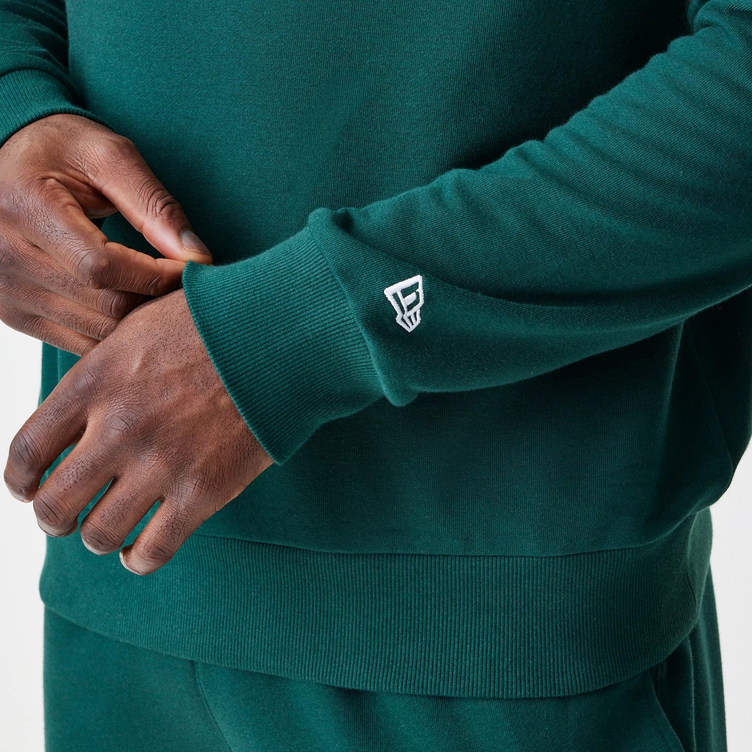 The Male model is wearing LA Dodgers MLB Script Dark Green Crew Neck Sweater 5