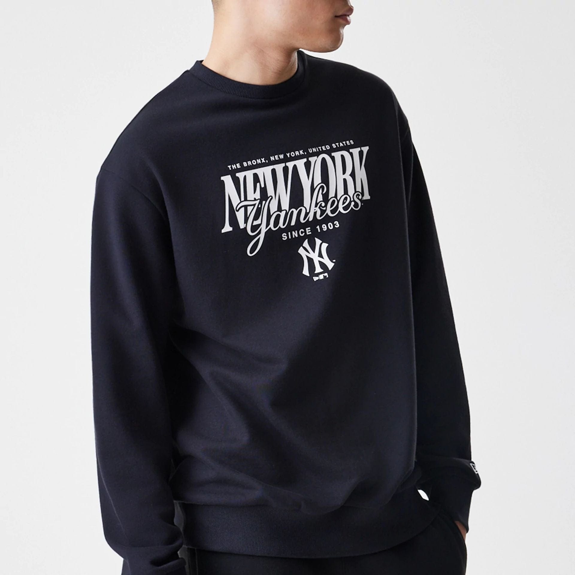 MLB Script New York Yankees Black Crew Neck Sweater | NEC UK