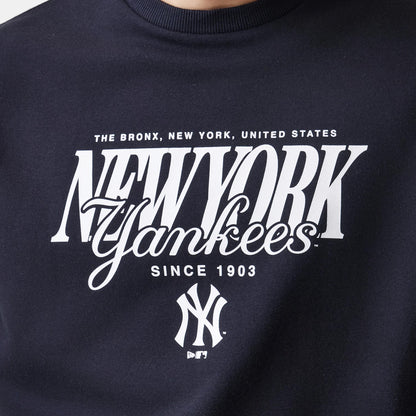 The Male model is wearing New York Yankees MLB Script Black Crew Neck Sweater 6