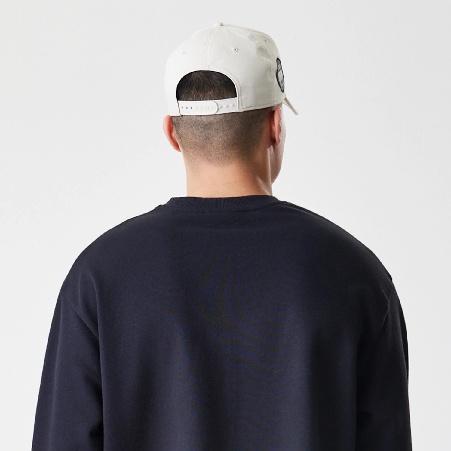 The Male model is wearing New York Yankees MLB Script Black Crew Neck Sweater 7