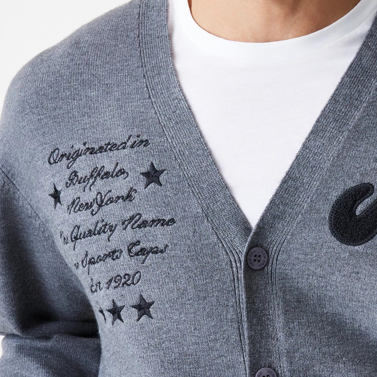 The Male model is wearing  New Era Dark Grey Cardigan 5