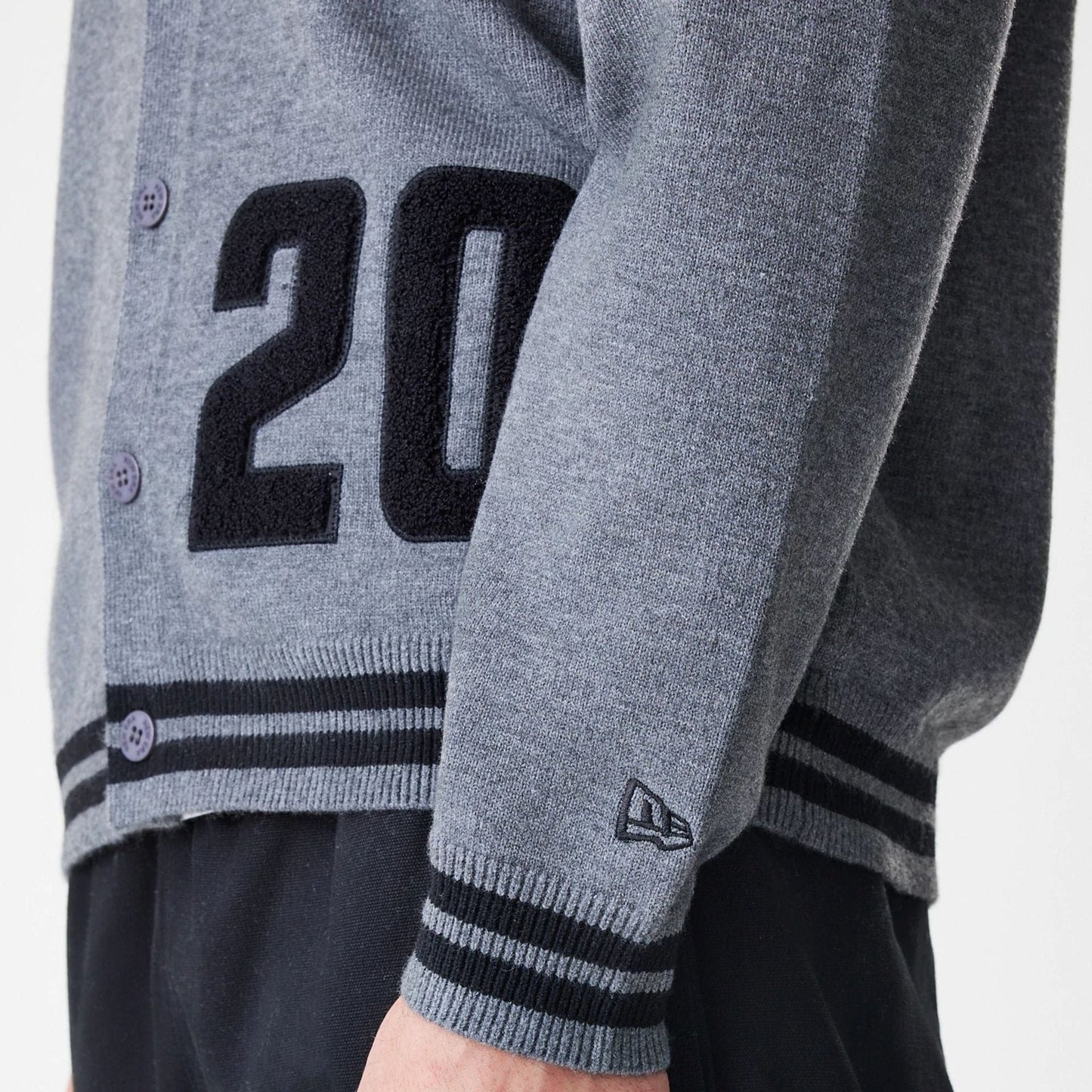 The Male model is wearing  New Era Dark Grey Cardigan  6