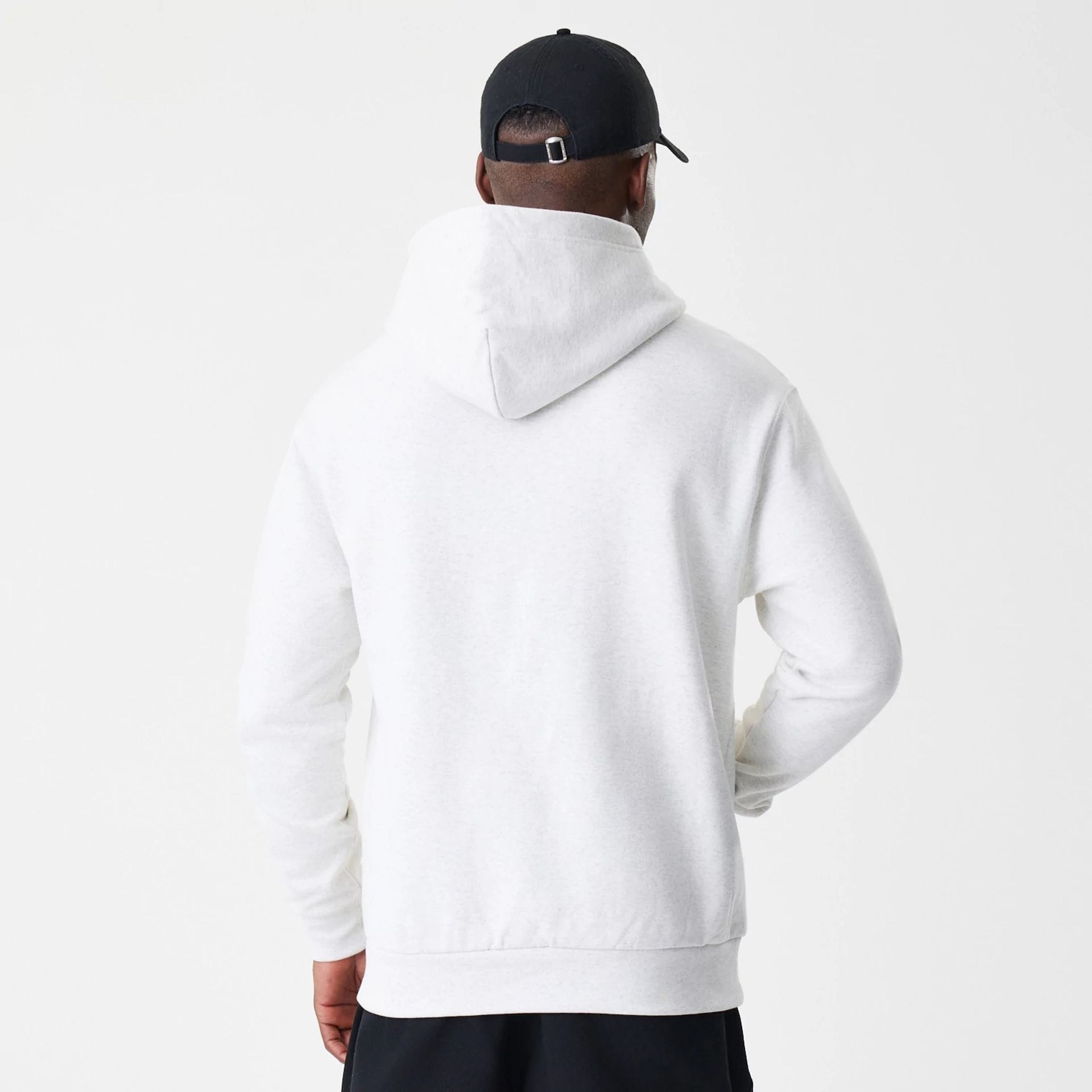 The Male model is wearing LA Dodgers MLB Script White Oversized Pullover Hoodie 2