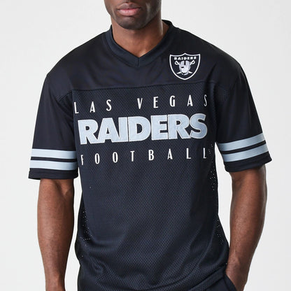 The Male model is wearing Las Vegas Raiders NFL Mesh Black Jersey  3