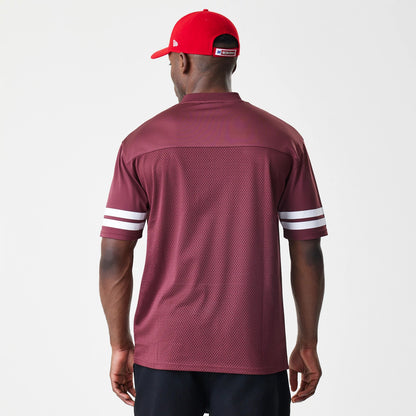 The Male model is wearing San Francisco 49ers NFL Mesh Dark Red Jersey 2