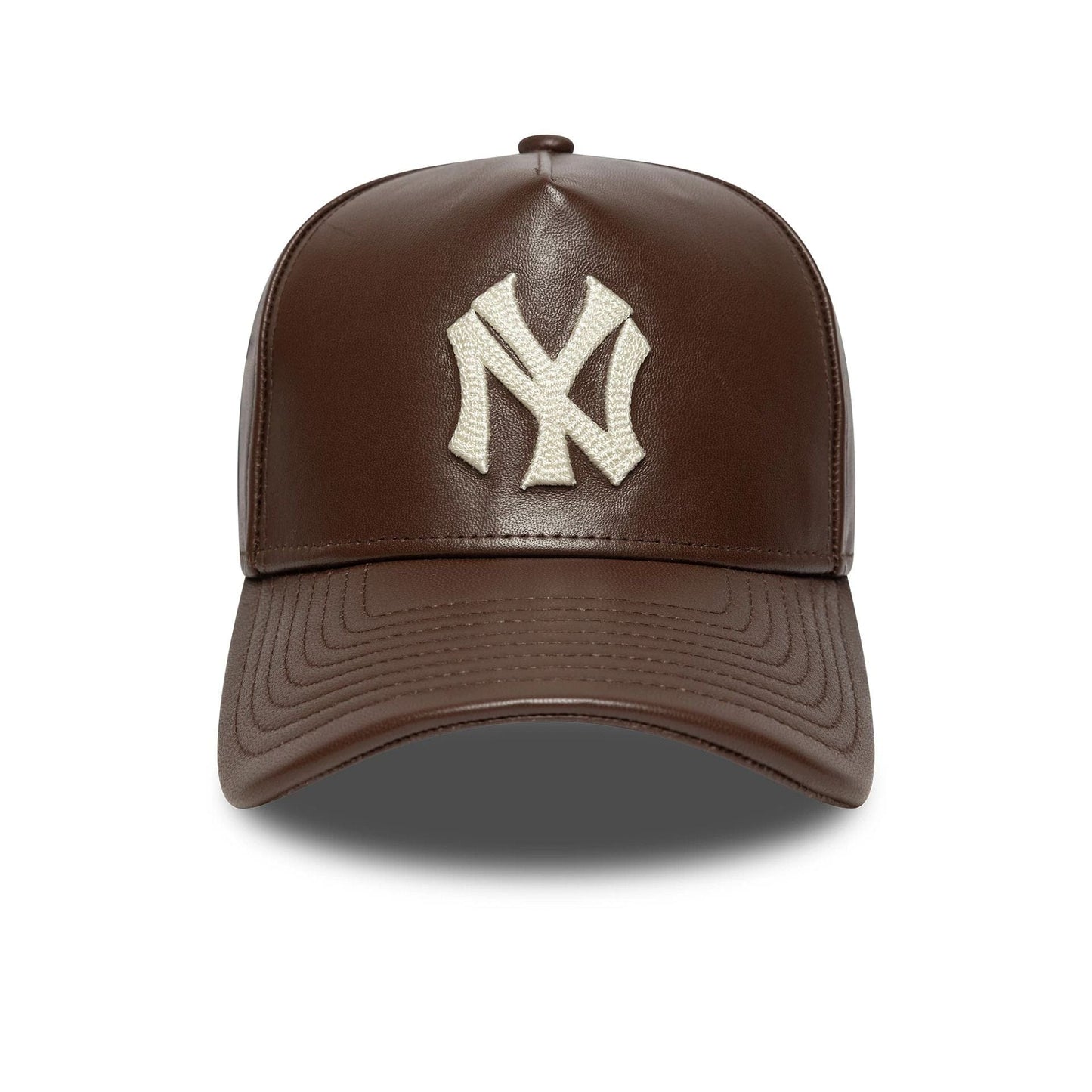 This is a New York Yankees MLB Leather Dark Brown 9FORTY E-Frame Adjustable Cap 2