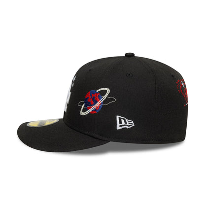 This is a LA Dodgers MLB Planet Icon Black 59FIFTY Fitted Cap 6