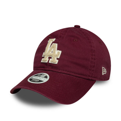 This is a LA Dodgers Womens MLB Boucle Dark Red 9TWENTY Adjustable Cap 1