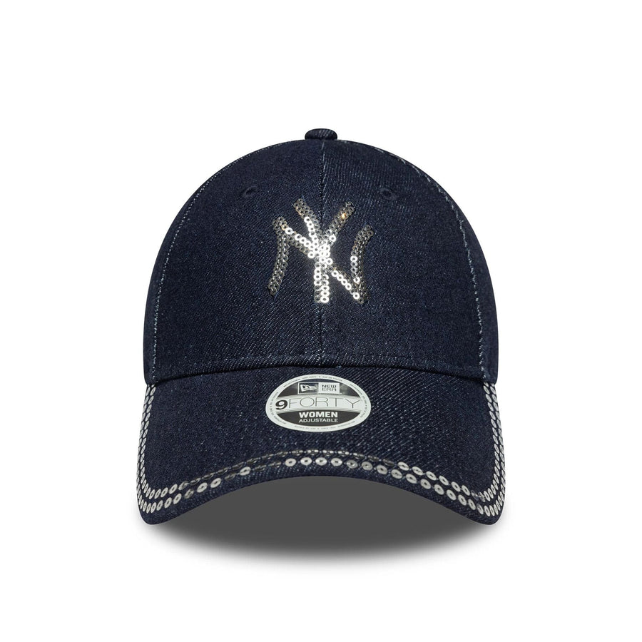 This is a New York Yankees Womens MLB Sequin Dark Blue 9FORTY Adjustable Cap 2