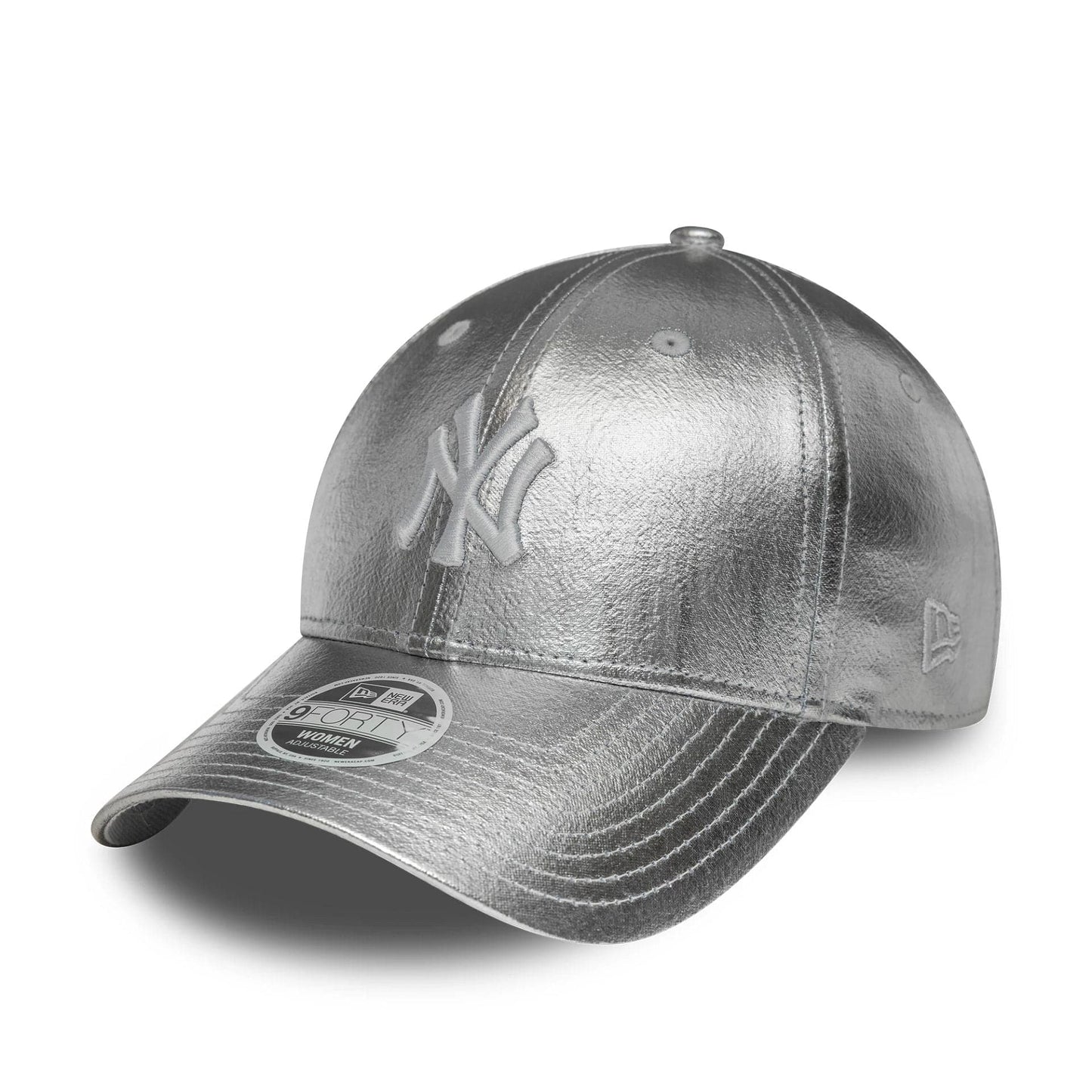 This is a New York Yankees Womens MLB Metallic Silver 9FORTY Adjustable Cap 1