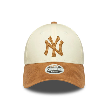This is a New York Yankees Womens MLB Faux Suede Cream 9FORTY Adjustable Cap 2