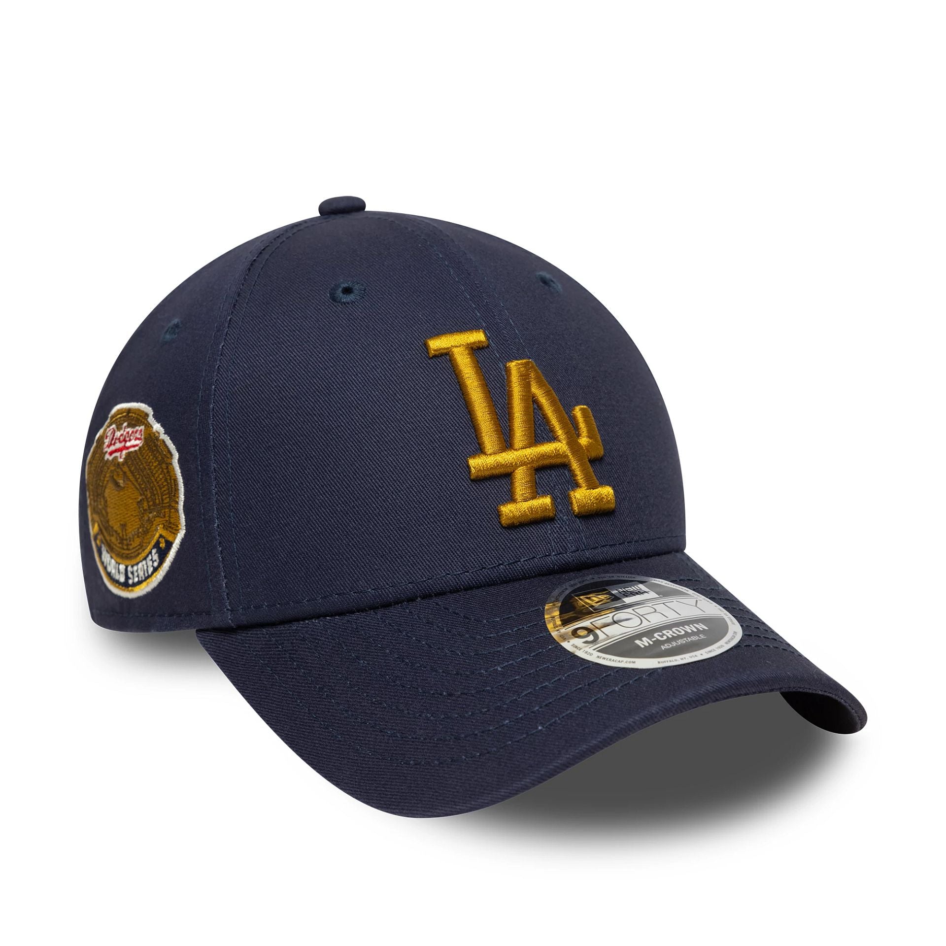 This is a LA Dodgers MLB World Series Patch Navy 9FORTY M-Crown Adjustable Cap 1