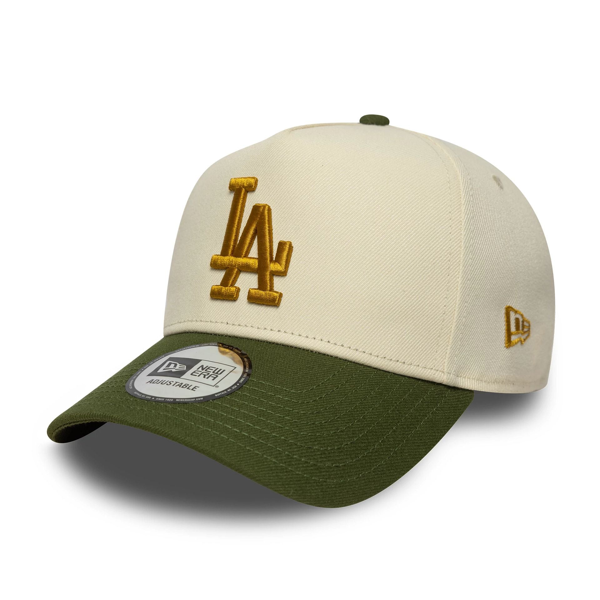 This is a LA Dodgers MLB World Series Patch Cream 9FORTY E-Frame Adjustable Cap 3