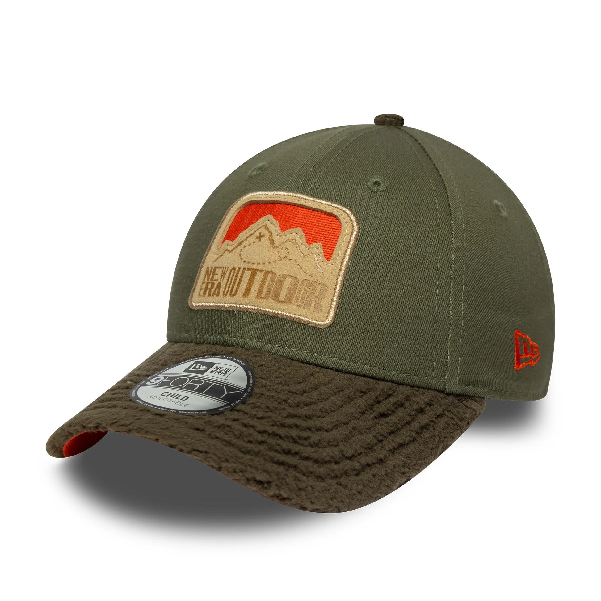 This is a  Child New Era Outdoor Green 9FORTY Adjustable Cap 1