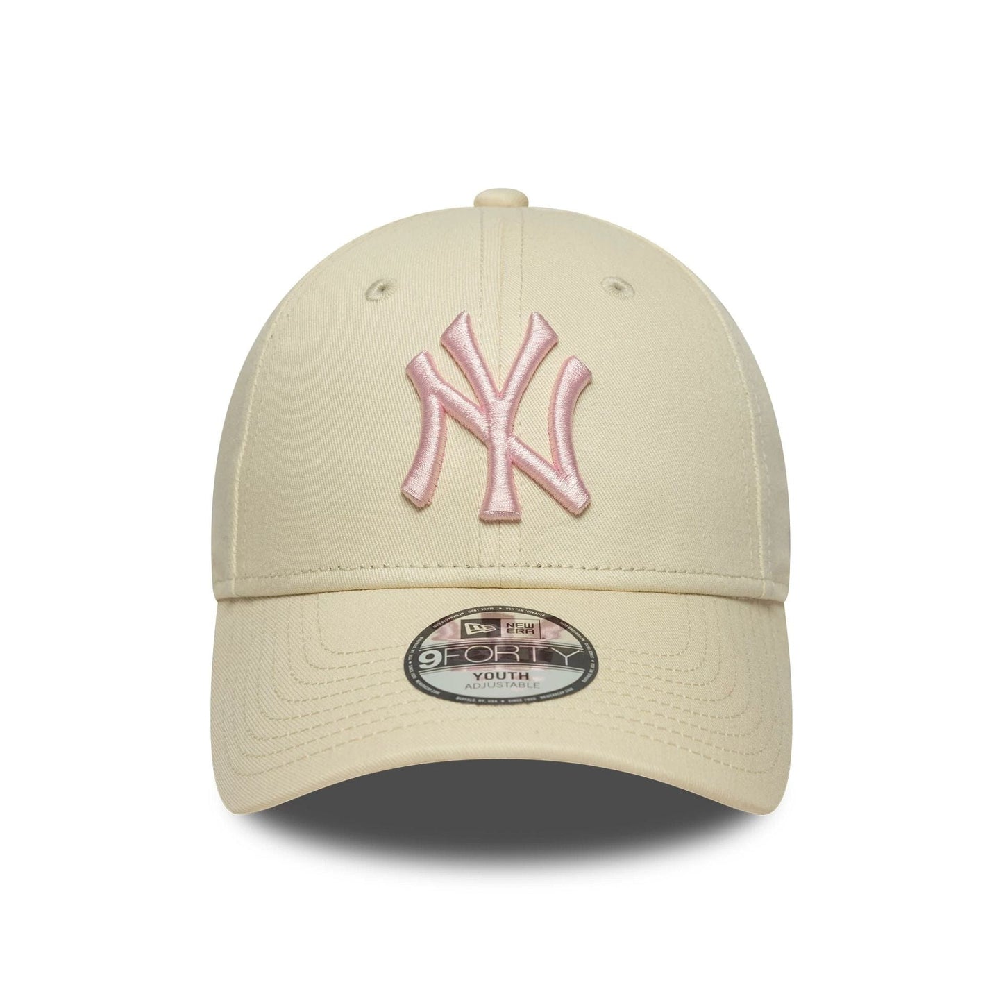 This is a New York Yankees Youth MLB League Essential Cream 9FORTY Adjustable Cap 2