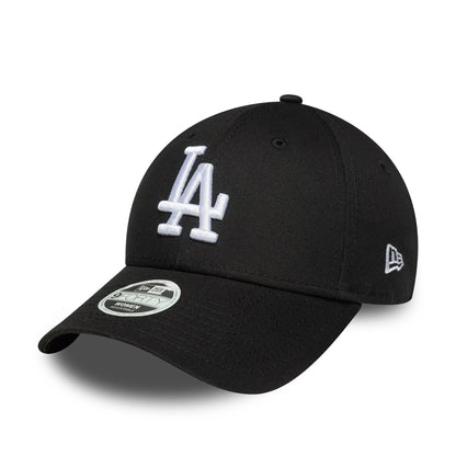 This is a LA Dodgers Womens MLB League Essential Black 9FORTY Adjustable Cap 1