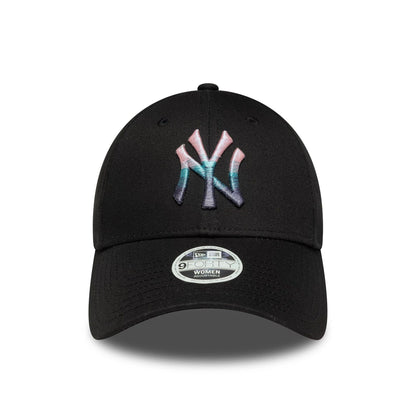 This is a New York Yankees Womens MLB Metallic Logo Black 9FORTY Adjustable Cap 2