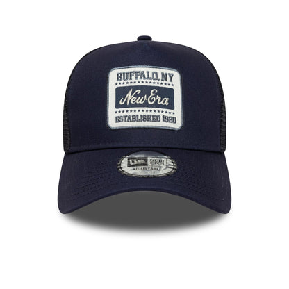 This is a  New Era Patch Navy 9FORTY A-Frame Trucker Adjustable Cap 2