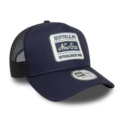 This is a  New Era Patch Navy 9FORTY A-Frame Trucker Adjustable Cap 3
