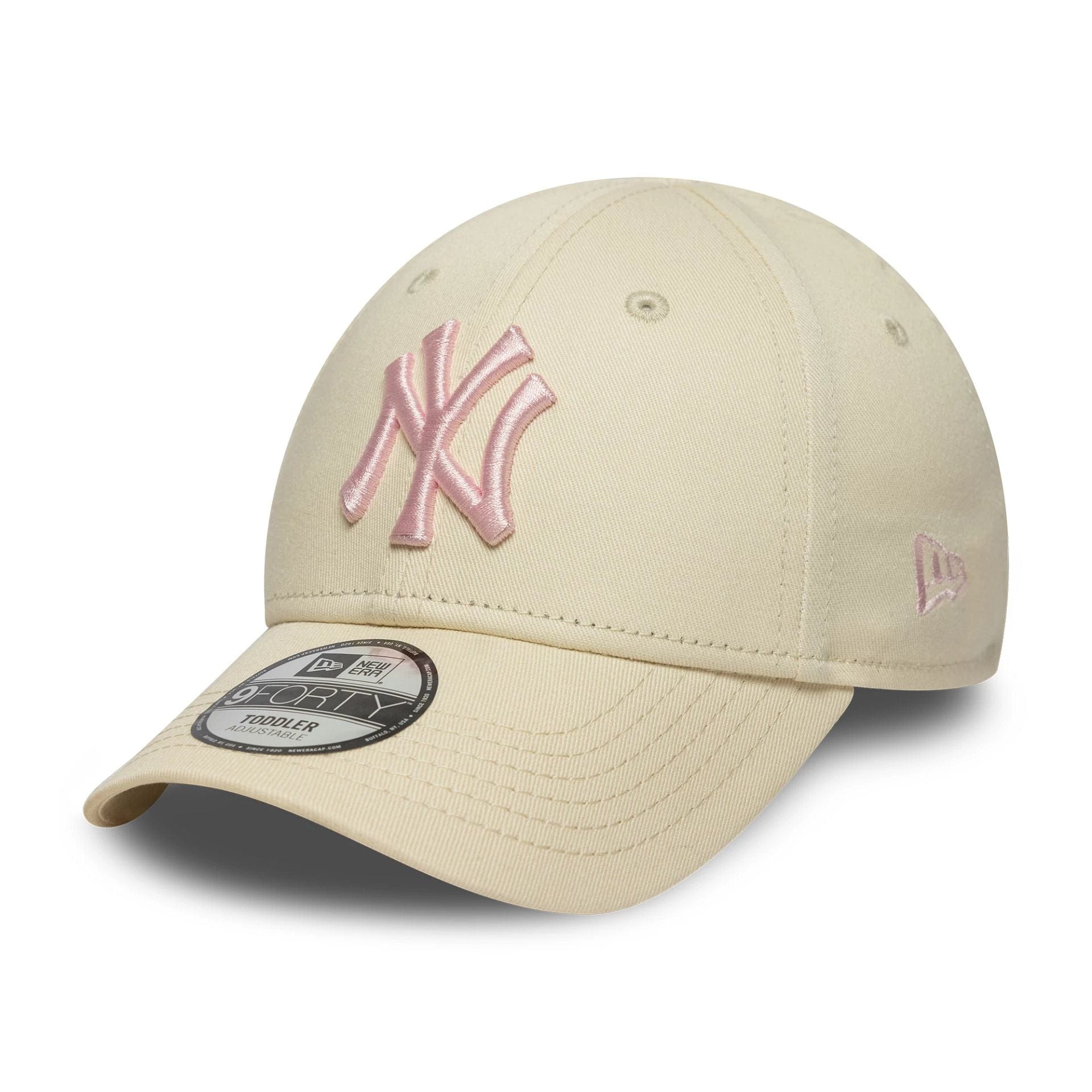 This is a New York Yankees Toddler MLB League Essential Cream 9FORTY Adjustable Cap 1