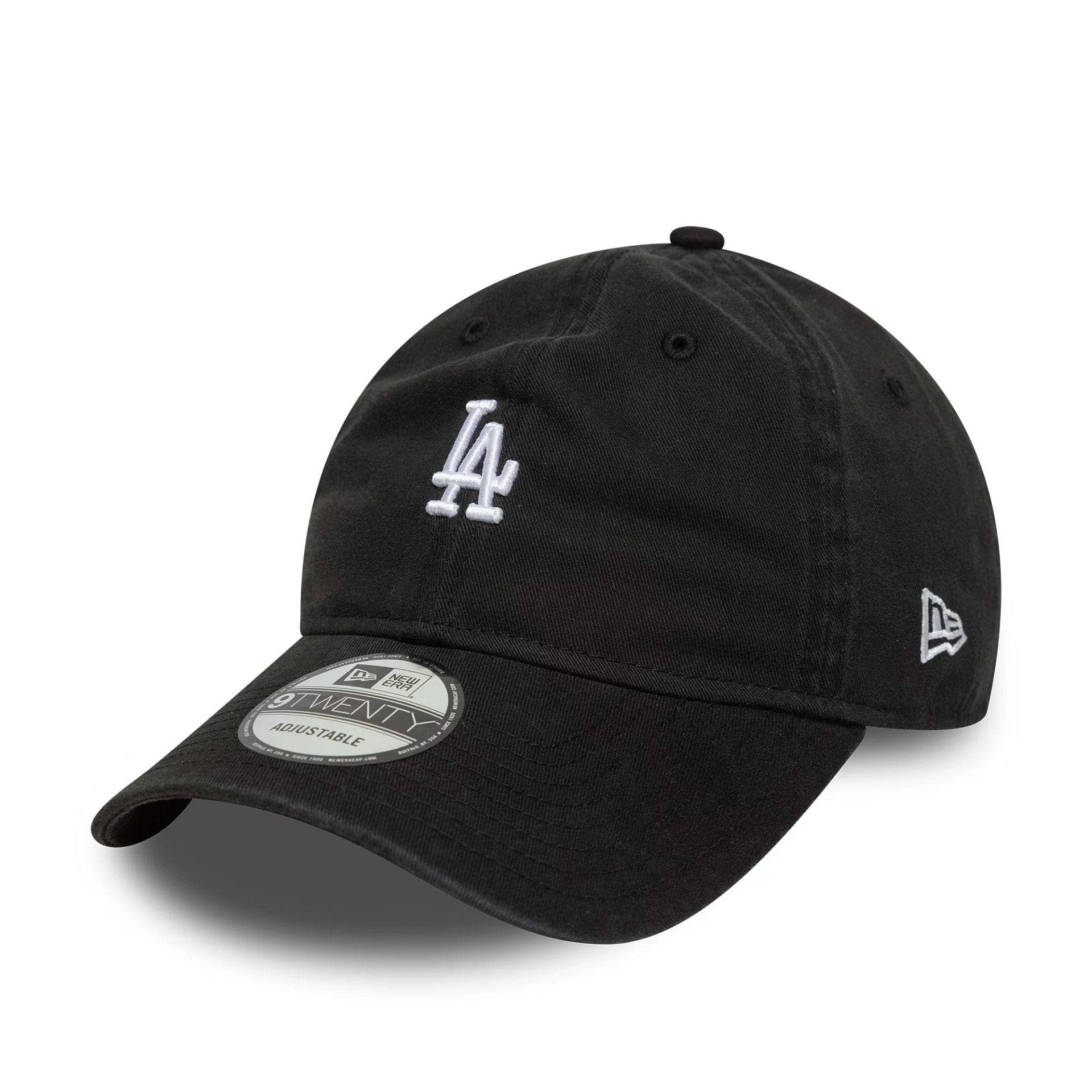This is a LA Dodgers MLB Washed Mini Logo Black 9TWENTY Adjustable Cap 1