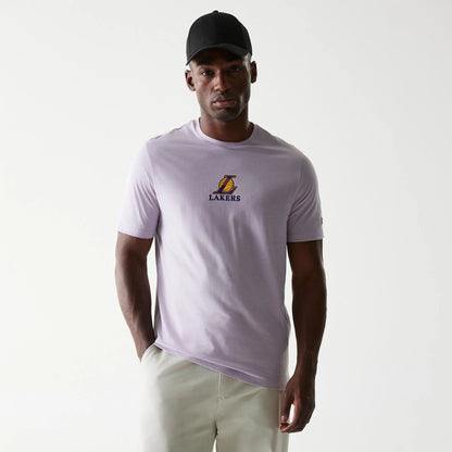 The Male model is wearing LA Lakers NBA Pastel Purple T-Shirt 1