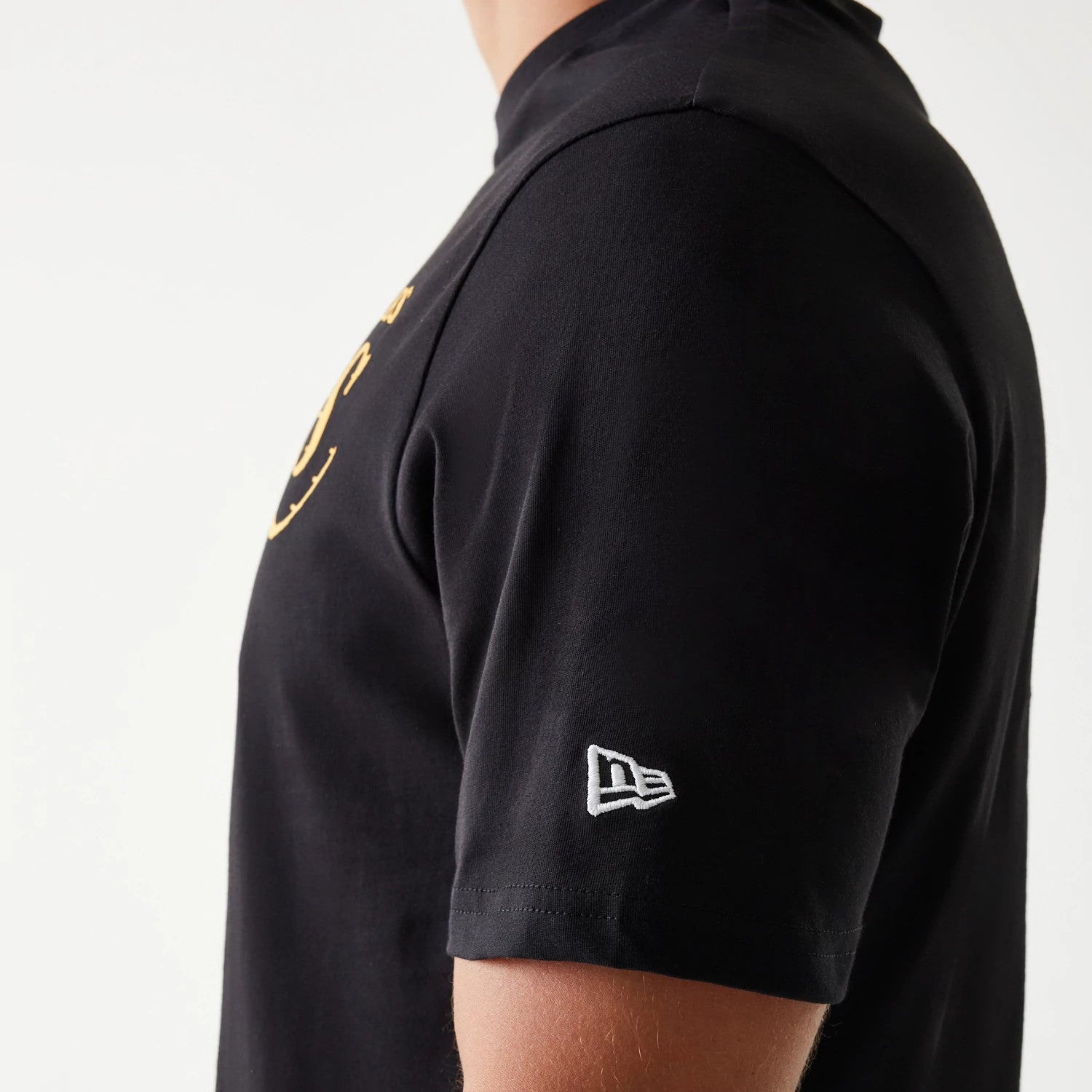 The Male model is wearing LA Lakers NBA Flame Graphic Black T-Shirt 5