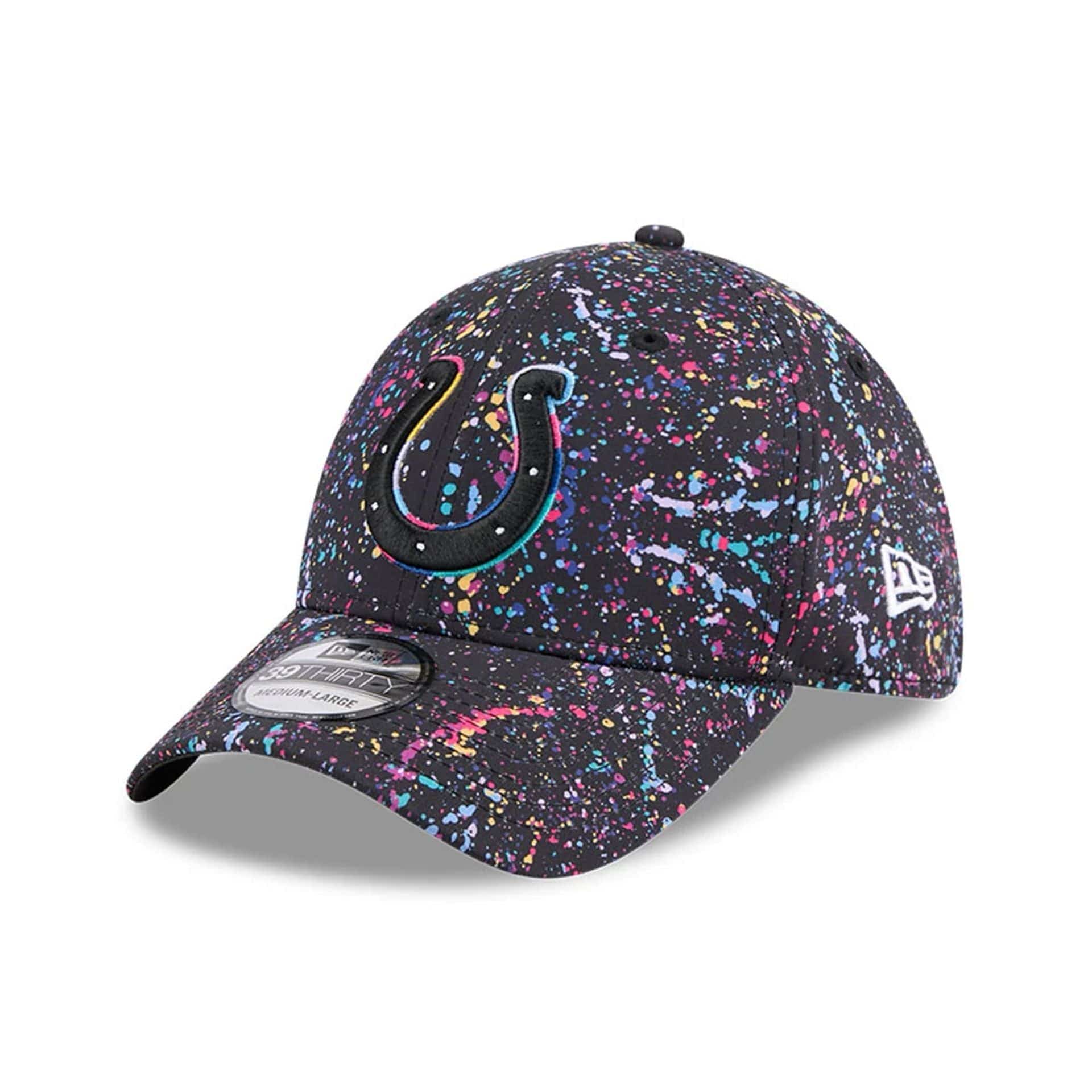 This is a Indianapolis Colts NFL Crucial Catch 2025 Black 39THIRTY Stretch Fit Cap 3