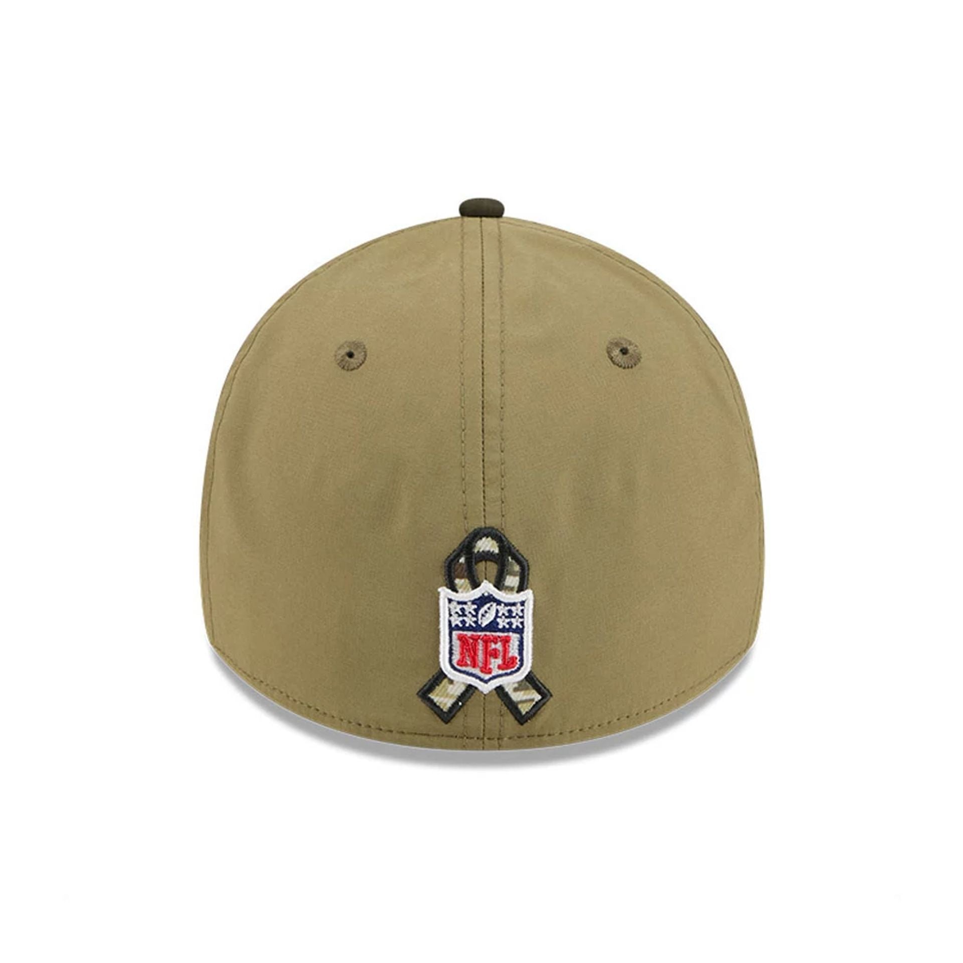 This is a New York Jets NFL Salute To Service 2025 Dark Green 39THIRTY Stretch Fit Cap 4