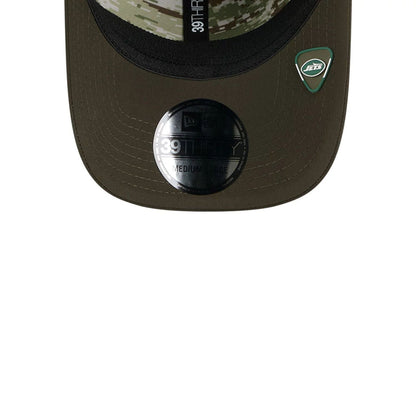 This is a New York Jets NFL Salute To Service 2025 Dark Green 39THIRTY Stretch Fit Cap 5