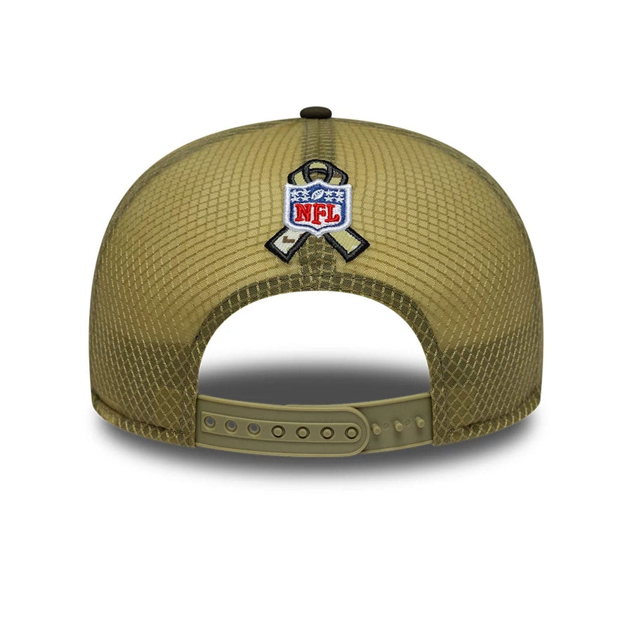 This is a Kansas City Chiefs NFL Salute To Service 2025 Dark Green 9FIFTY Split Panel Snapback Adjustable Cap 7
