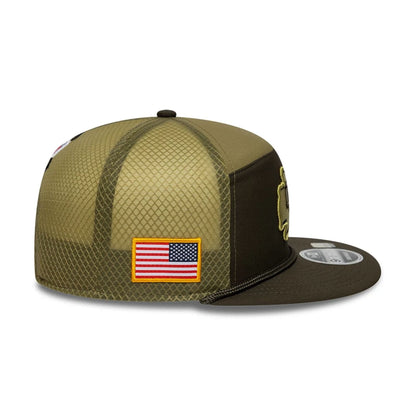 This is a Kansas City Chiefs NFL Salute To Service 2025 Dark Green 9FIFTY Split Panel Snapback Adjustable Cap 5