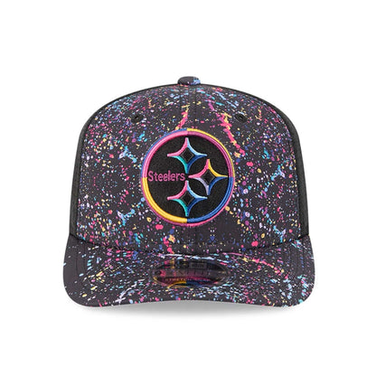 This is a Pittsburgh Steelers NFL Crucial Catch 2025 Black 9SEVENTY Stretch Snap Adjustable Cap 2