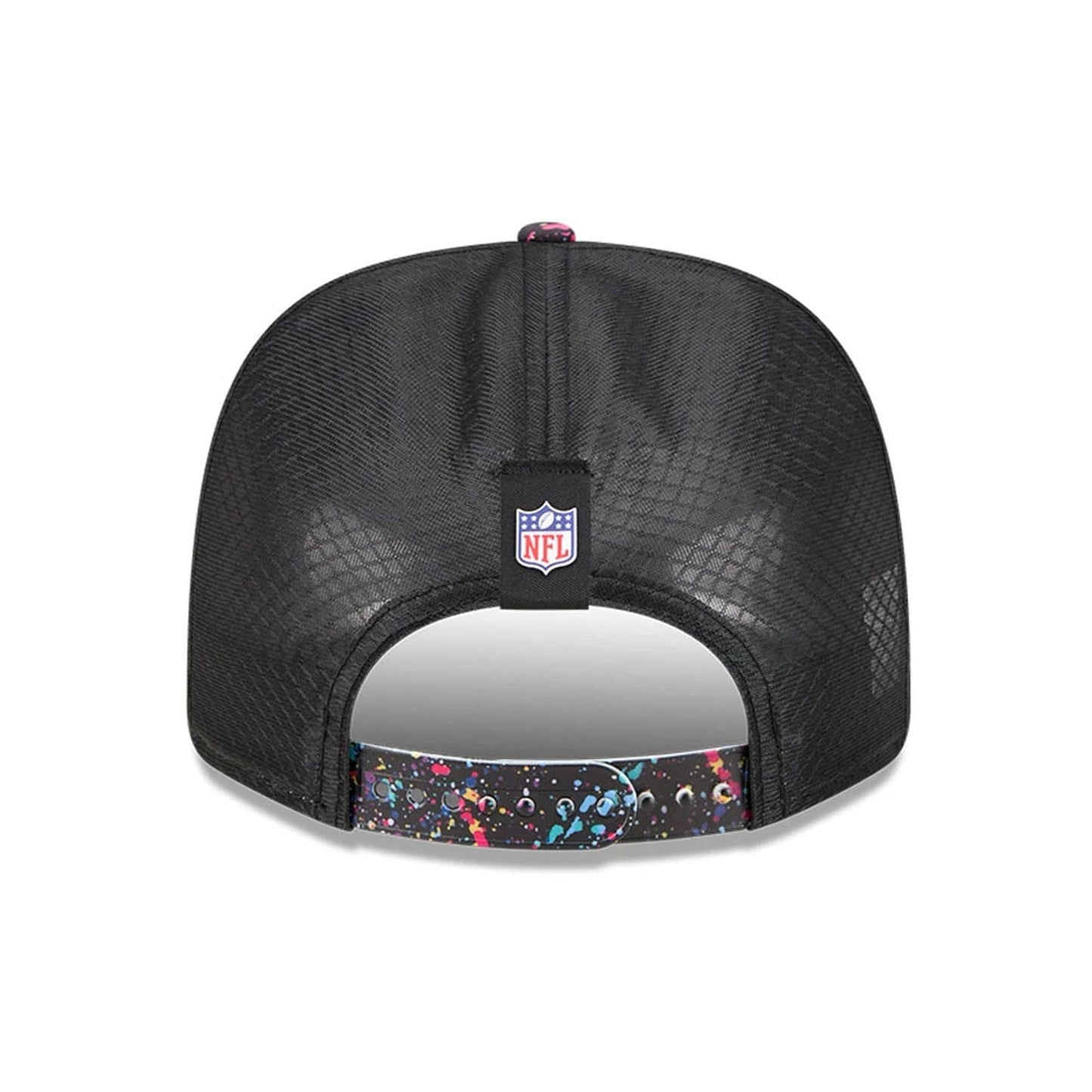 This is a Miami Dolphins NFL Crucial Catch 2025 Black 9SEVENTY Stretch Snap Adjustable Cap 6