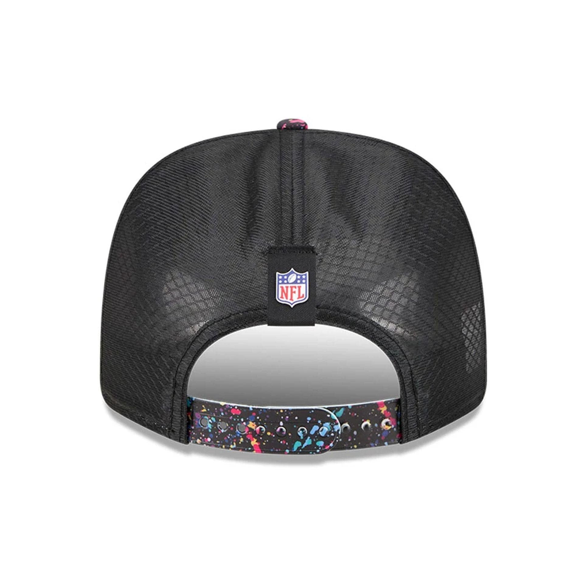This is a Miami Dolphins NFL Crucial Catch 2025 Black 9SEVENTY Stretch Snap Adjustable Cap 6